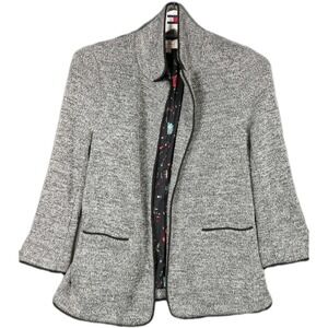 Skies Are Blue Sweater Blazer Womens Medium Alanna Grey Textured Knit Career